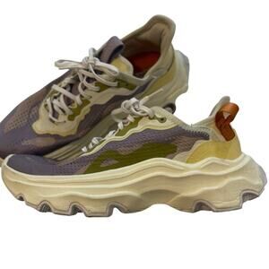 Sorel Womens Kinetic Breakthru Day Lace Sneakers Shale Mauve/Yellow size 7